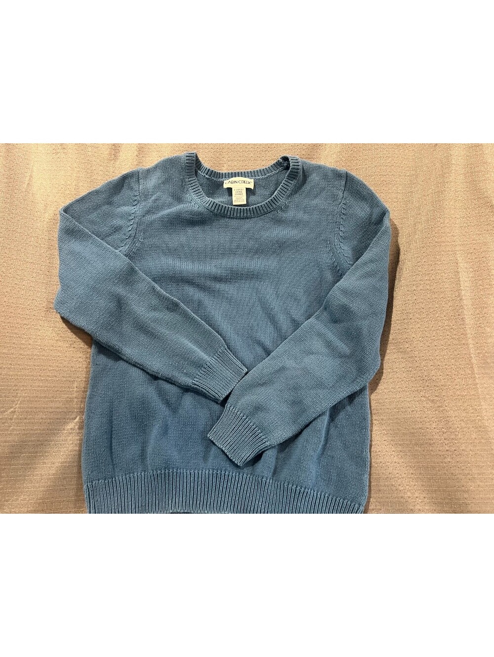 Cabin Creek Women's XL Blue 100% Cotton Crewneck Pullover Sweater
